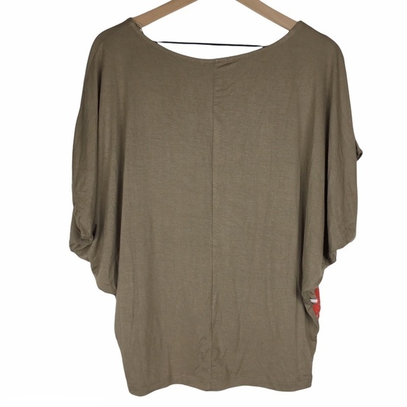 CACHE Top Blouse Stripe Floral Batwing Sleeves Tan White Orange Size Medium - Picture 4 of 10